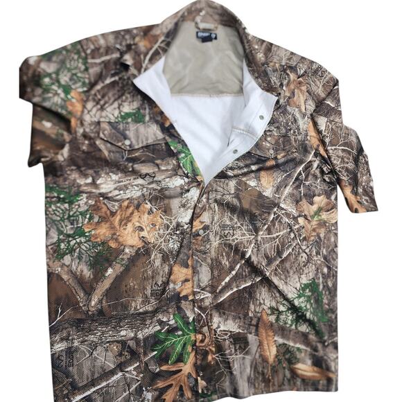 Shield Series Men 2XL Camo Hunting Shirt Long Sleeve Button Up Realtree Edge Top - Picture 13 of 15